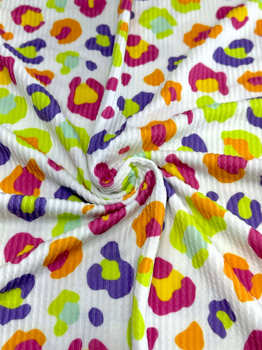 (URBAN RIB) MULTI COLORFUL CHEETAH PRINT ON OFF WHITE