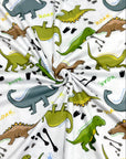 (DBP) GREEN, BROWN, AND ALOE DINOSAURS ON OFF WHITE