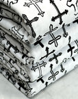(JERSEY KNIT) BLACK CROSSES ON OFF WHITE
