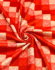 (4X2 YUMMY RIB) PINK AND RED HEARTS ON CHECKERED PATTERN