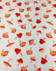 (SATIN) ORANGE MUSHROOMS ON CREAM
