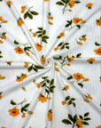 (8X3 YUMMY RIB) ORANGE FLOWERS ON OFF WHITE