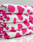 (YUMMY RIB) FUSCHIA COW PRINT ON OFF WHITE