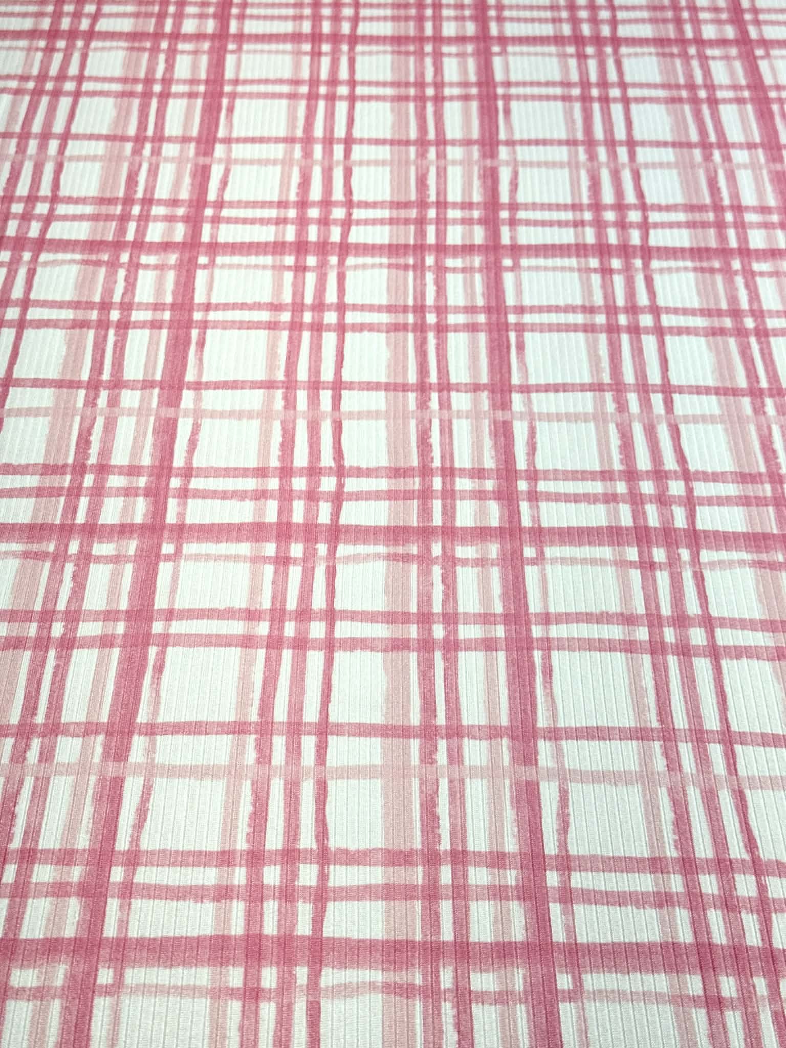 (4X2 YUMMY RIB) PINK AND LIGHT PINK PLAID ON OFF WHITE
