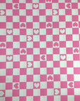 (YUMMY RIB) PINK AND WHITE HEART CHECKERED