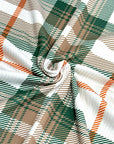 (4X2 RIB) EMERALD, ORANGE, TAN AND OFF WHITE PLAID