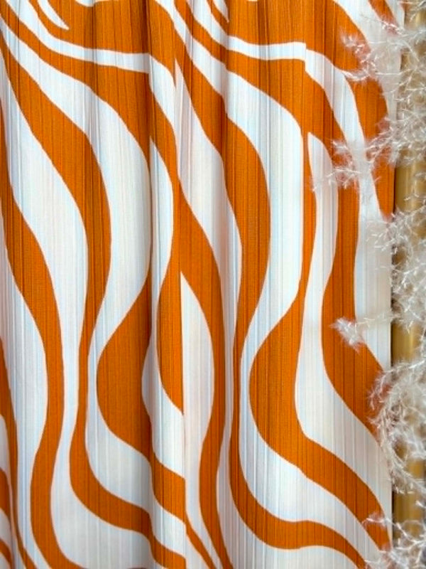 (WIDE YUMMY RIB) SUNSET RUST ZEBRA ON CREAM