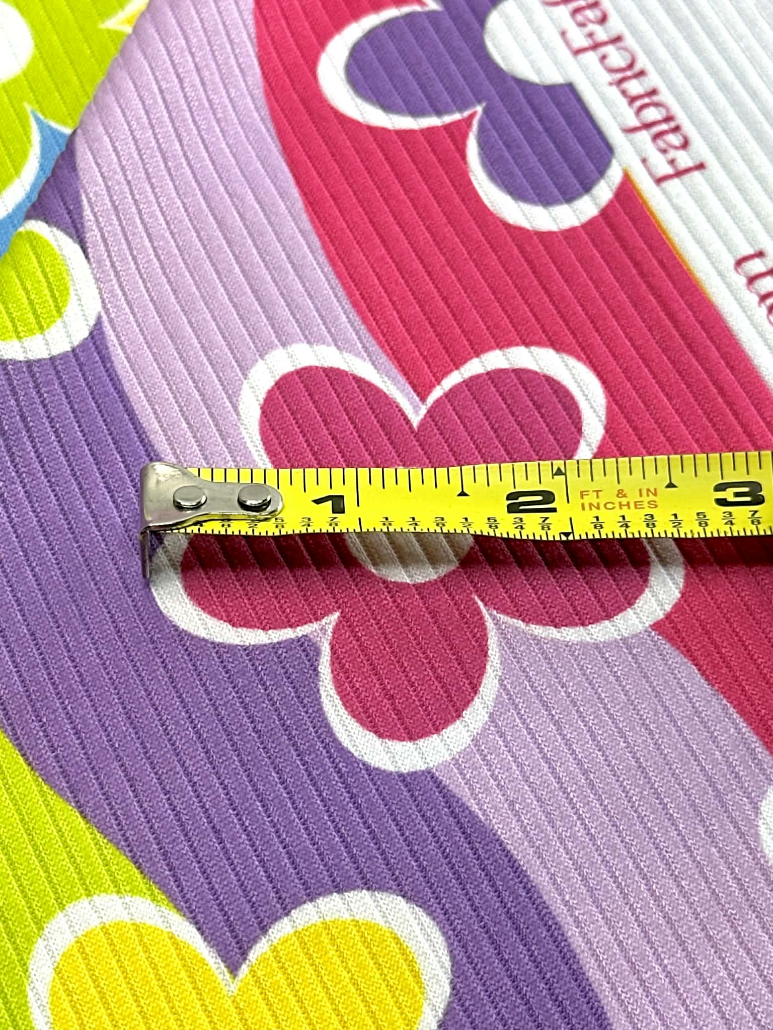 (4X2 YUMMY RIB) BRIGHT COLORFUL FLOWERS ON COLORFUL WAVE