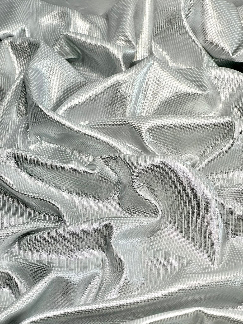 (2X2 RIB) SILVER FOIL ON OFF WHITE