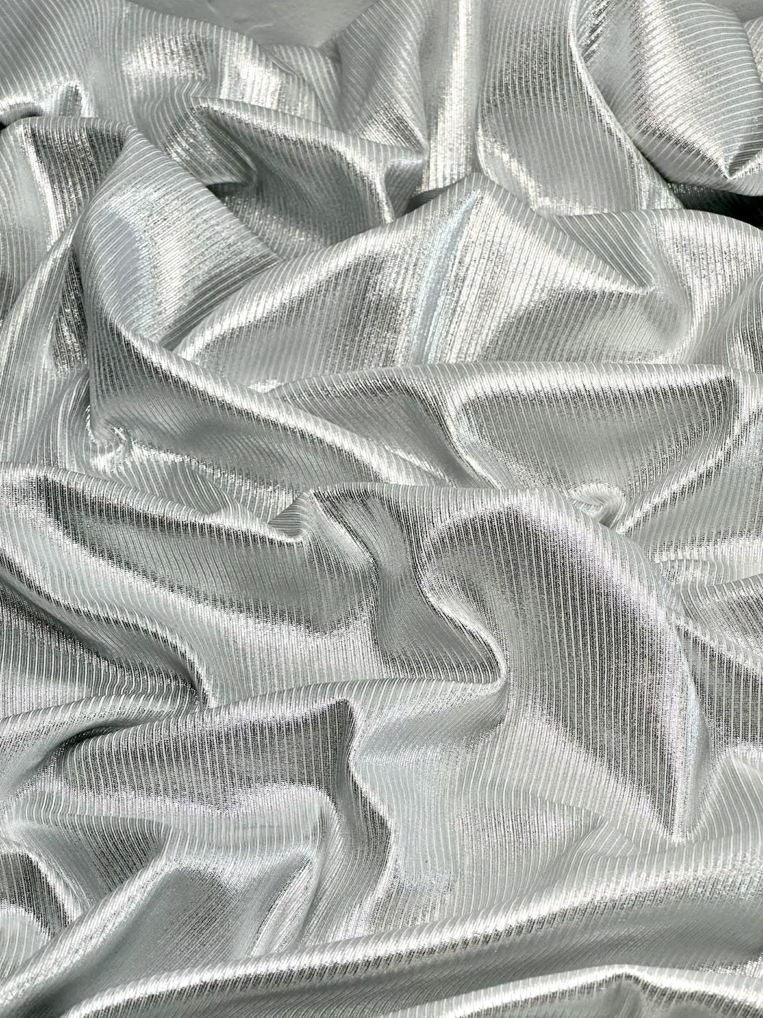 (2X2 RIB) SILVER FOIL ON OFF WHITE