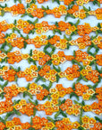 (TRIM) EMBROIDERED TANGERINE AND MUSTARD FLOWERS