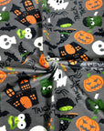 (FRENCH TERRY) TRICK OR TREAT AND PUMPKINS ON GRAY (2)