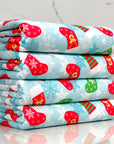 (DBP) CHRISTMAS STOCKINGS AND SNOWFLAKES ON BABY BLUE