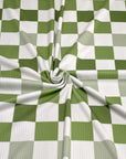 (4X2 RIB) SAGE GREEN AND OFF WHITE CHECKERED