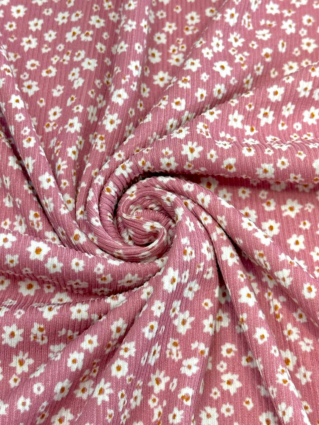 (2X1 YUMMY RIB) TINY WHITE FLOWERS ON POWDER PINK