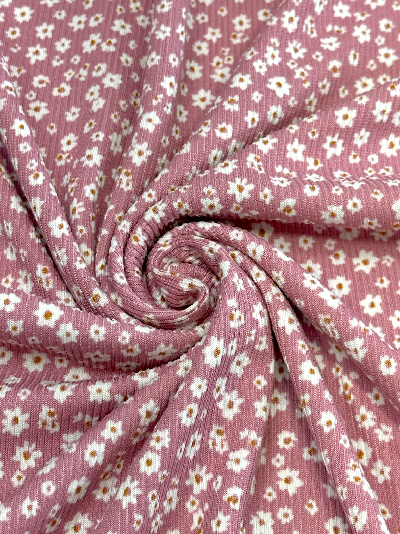 (2X1 YUMMY RIB) TINY WHITE FLOWERS ON POWDER PINK