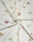 (4X2 RIB) LIGHT MUSTARD, BROWN, PINK AND GREEN BOWS ON CREAM