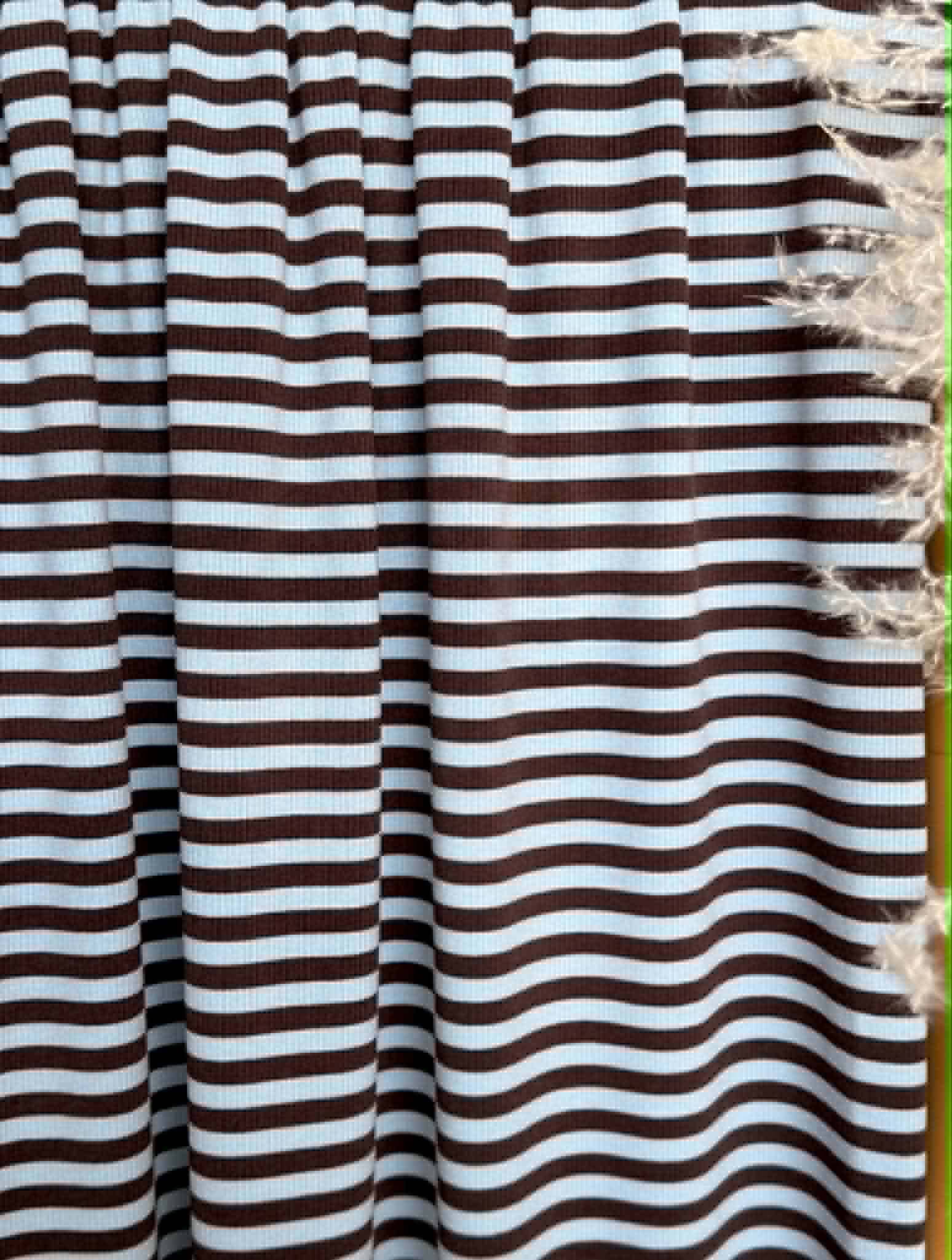 (2x2 COTTON FEEL RIB) BROWN STRIPES ON BLUE