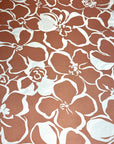 (SATIN) WHITE FLORAL ON MAUVE