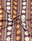 (DBP) LIGHT ORANGE AND OFF WHITE FLOWER PATTERN ON VINTAGE BROWN