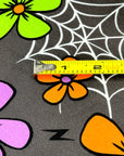 (SWEATER KNIT/ OAKLEY) COLORFUL FLOWERS AND SPIDERWEB ON CHARCOAL