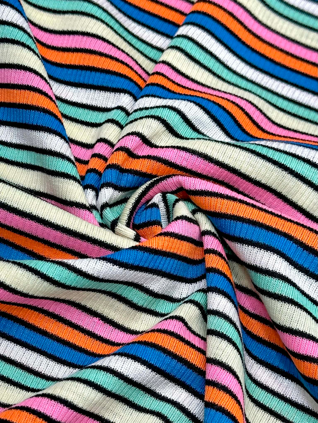 (2X2 RIB) PINK, CREAM, MINT, WHITE, BLUE, AND ORANGE STRIPES