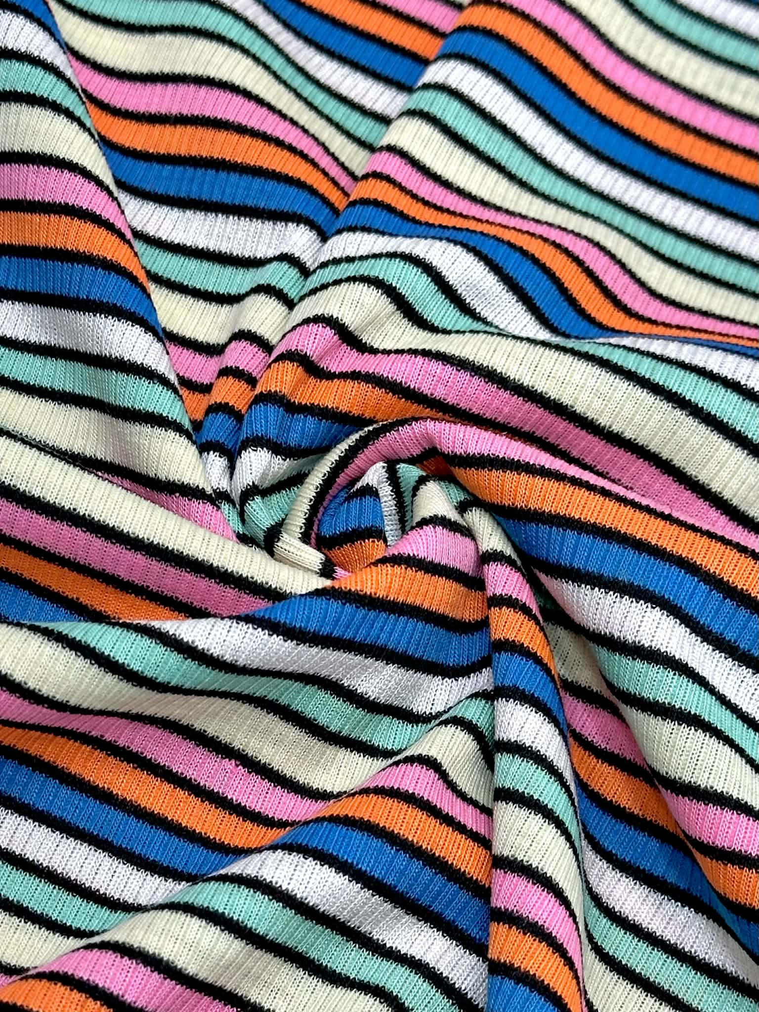(2X2 RIB) PINK, CREAM, MINT, WHITE, BLUE, AND ORANGE STRIPES