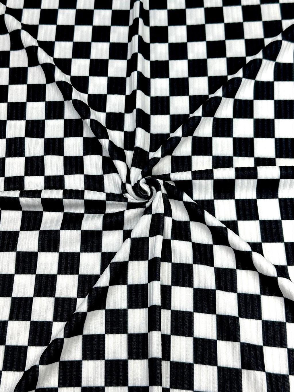 (4x2 YUMMY RIB) BLACK AND OFF WHITE CHECKERED