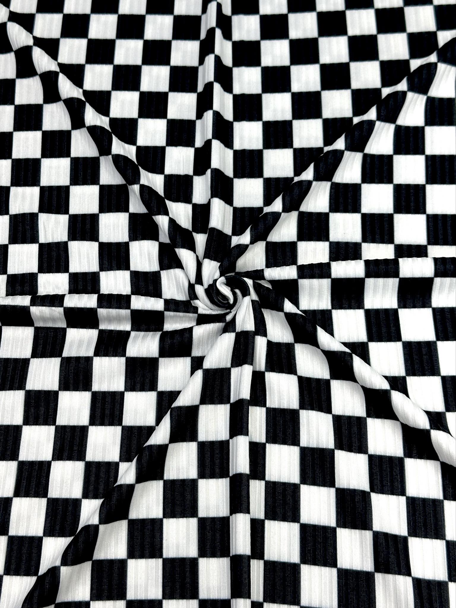 (4x2 YUMMY RIB) BLACK AND OFF WHITE CHECKERED
