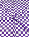 (FRENCH TERRY) PURPLE AND OFF WHITE CHECKERED