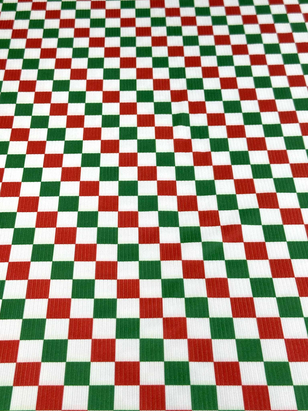 (4X2 RIB) RED, GREEN AND OFF WHITE CHECKERED