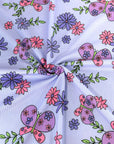 (YUMMY RIB) BUTTERFLIES AND FLOWERS ON POWDER PURPLE