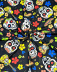 (DBP) FLORAL PAINTED SKULL ON BLACK