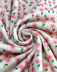(POINTELLE RIB) TINY PINK FLOWERS ON CREAM (4)
