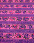 (COTTON JERSEY) HOT PINK AND PURPLE FLORAL/ POLKA DOT STRIPE