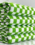 (4X2 YUMMY RIB) GREEN AND OFF WHITE CHECKERED PATTERN