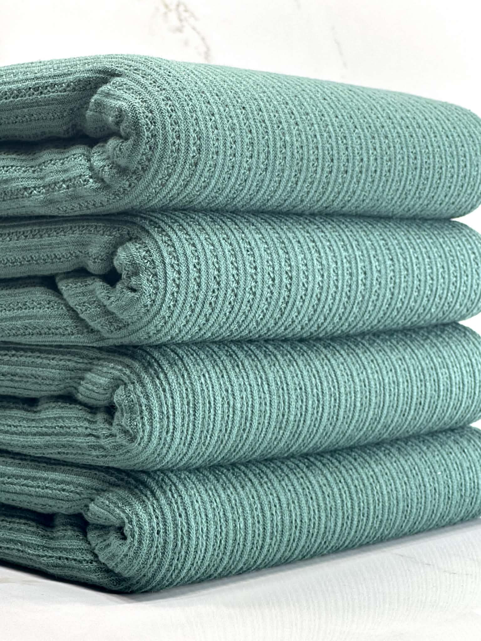 (POINTELLE RIB) VINTAGE FOREST GREEN