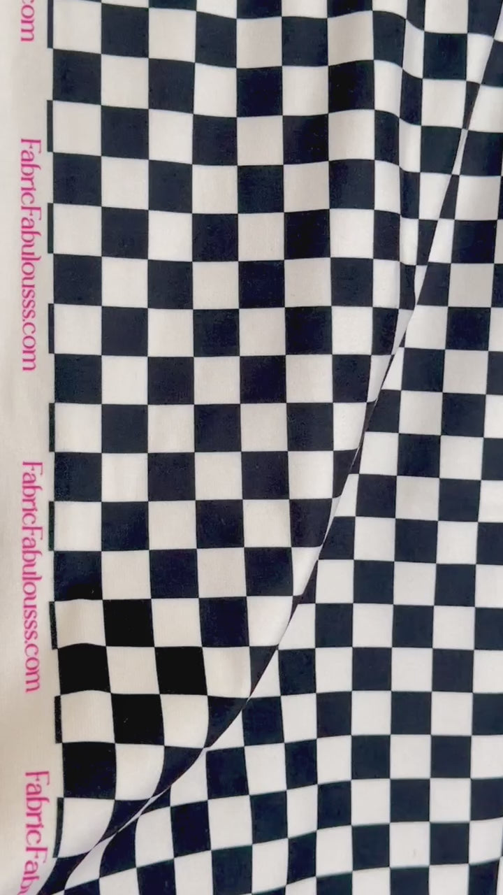 (CORDUROY BRUSHED) BLACK AND IVORY CHECKERED