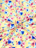 (DBP)BLUE & PINK FLOWERS ON SOFT YELLOW