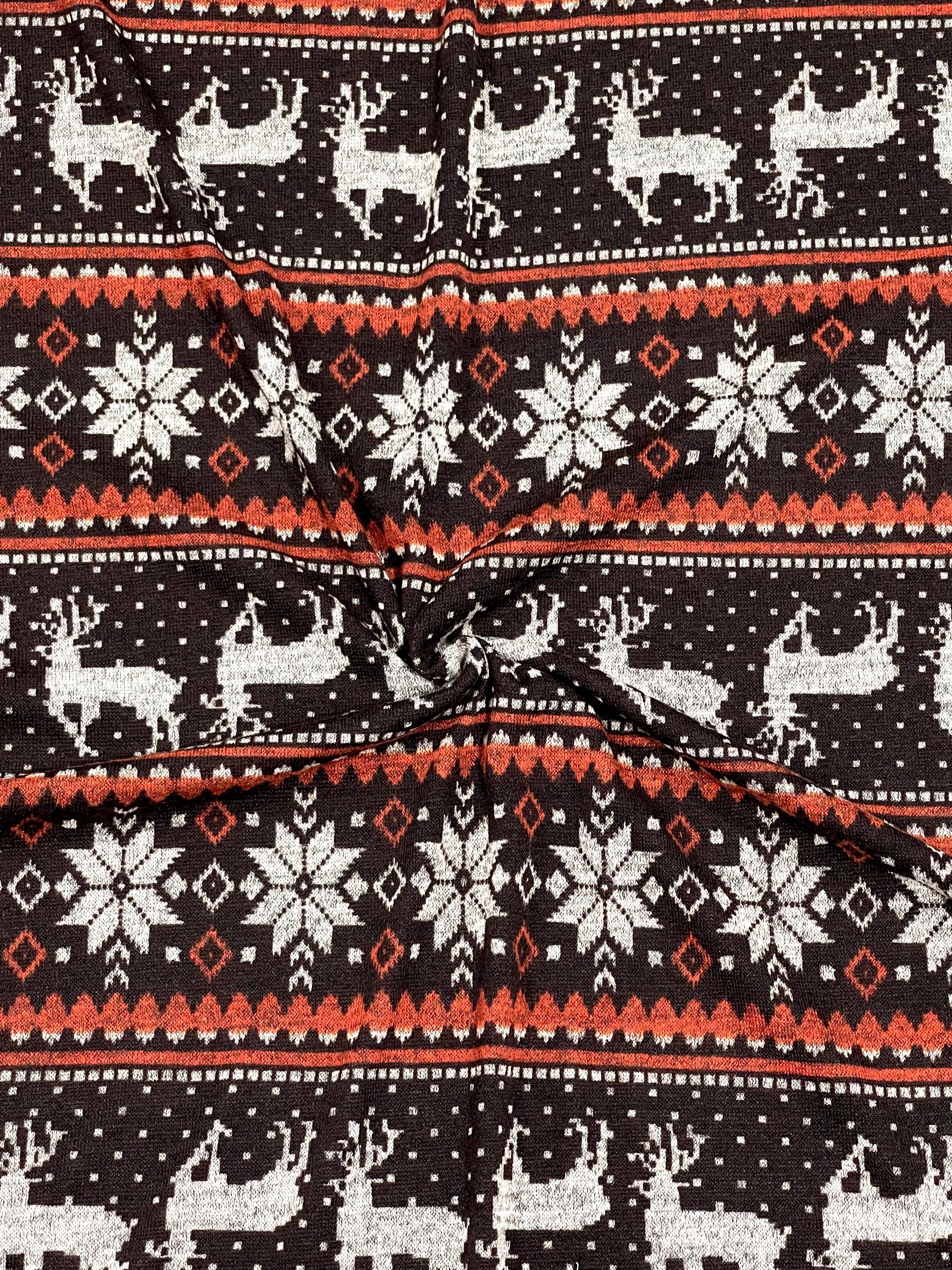 (SWEATER KNIT) 2-TONE GRAY REINDEER'S ON NEW BROWN (2)