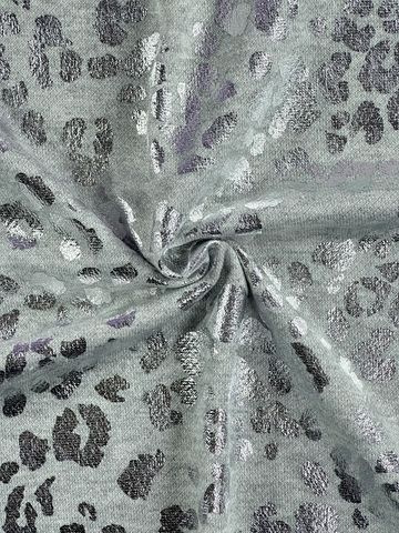 (FRENCH TERRY) FOIL LEOPARD ON HEATHER GRAY