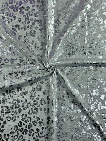 (FRENCH TERRY) FOIL LEOPARD ON HEATHER GRAY