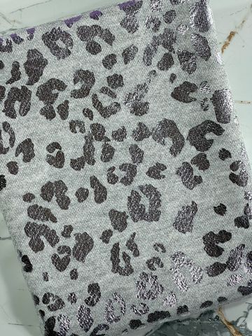 (FRENCH TERRY) FOIL LEOPARD ON HEATHER GRAY