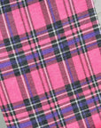 (FRENCH TERRY) BLACK AND PURPLE PLAID ON BRIGHT PINK