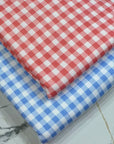 (2X2 YUMMY RIB) CORAL AND OFF WHITE GINGHAM