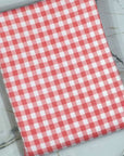 (2X2 YUMMY RIB) CORAL AND OFF WHITE GINGHAM