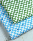 (4X2 YUMMY RIB) GREEN/IVORY CHECKERED W/FLOWERS