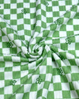 (4X2 YUMMY RIB) GREEN/IVORY CHECKERED W/FLOWERS
