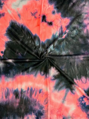 (4X2 RIB) NEON PINK AND BLACK TIE DYE