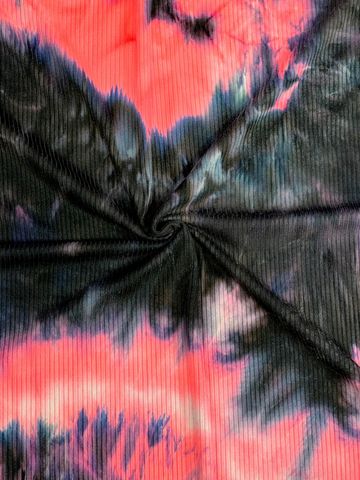 (4X2 RIB) NEON PINK AND BLACK TIE DYE